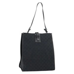 GUCCI GG Canvas Shoulder Bag Black Silver 109101
